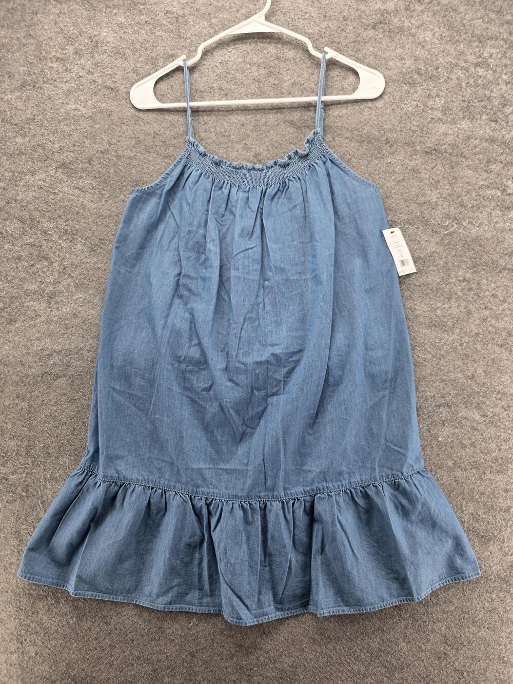 JOIE Dress Womens XS Blue Short Sundress Smocked Ruffle Chambray Sleeveless
